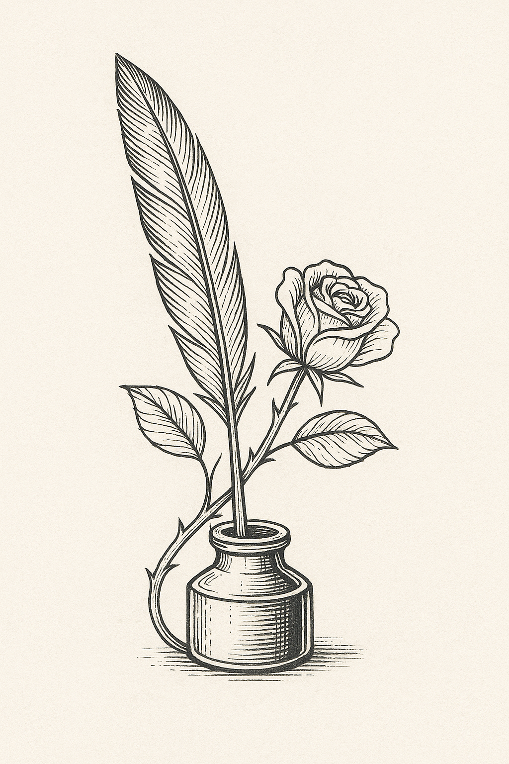 pen and rose